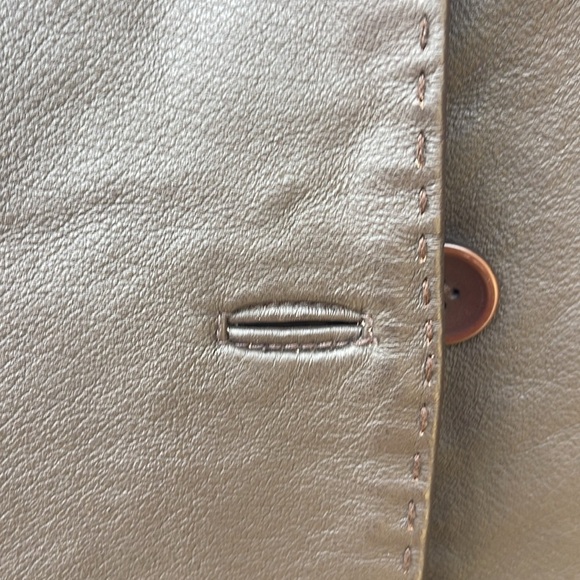 Studio M Brown Leather Vintage Jacket size M - Picture 3 of 10